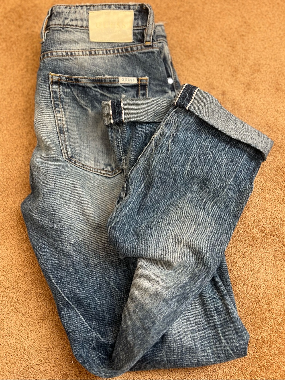 GUESS Men’s 30R Italian Selvedge Distressed Jeans